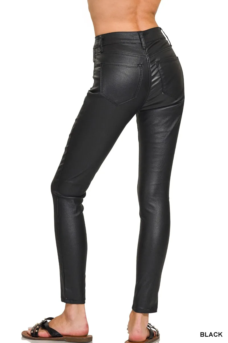 Faux Leather Stretch Skinny Pants, image 6