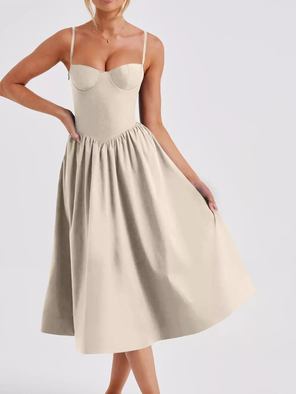 Sweetheart Neck Midi Cami Dress, image 16
