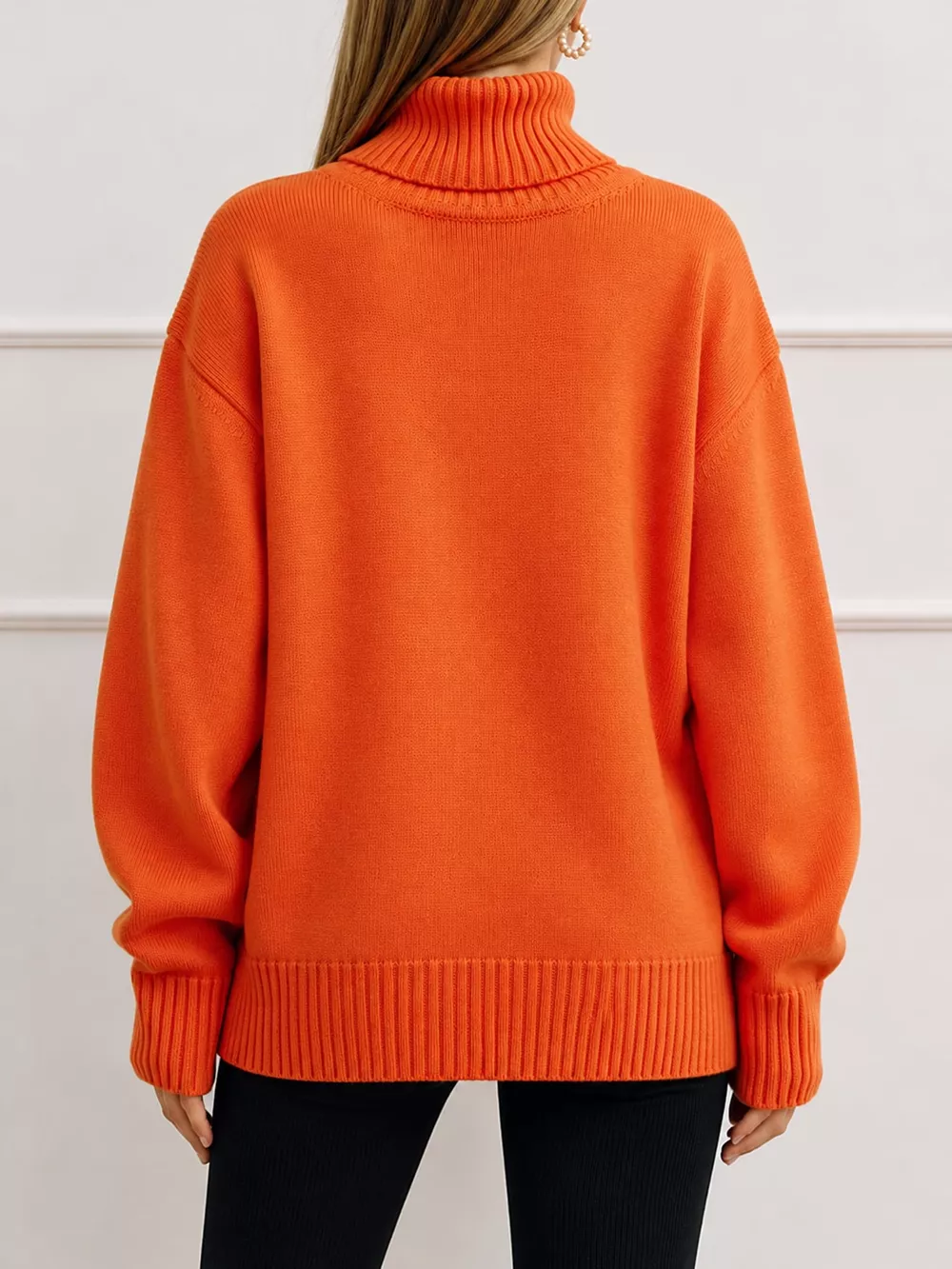 Oversized Turtleneck Dropped Shoulder Sweater, image 28