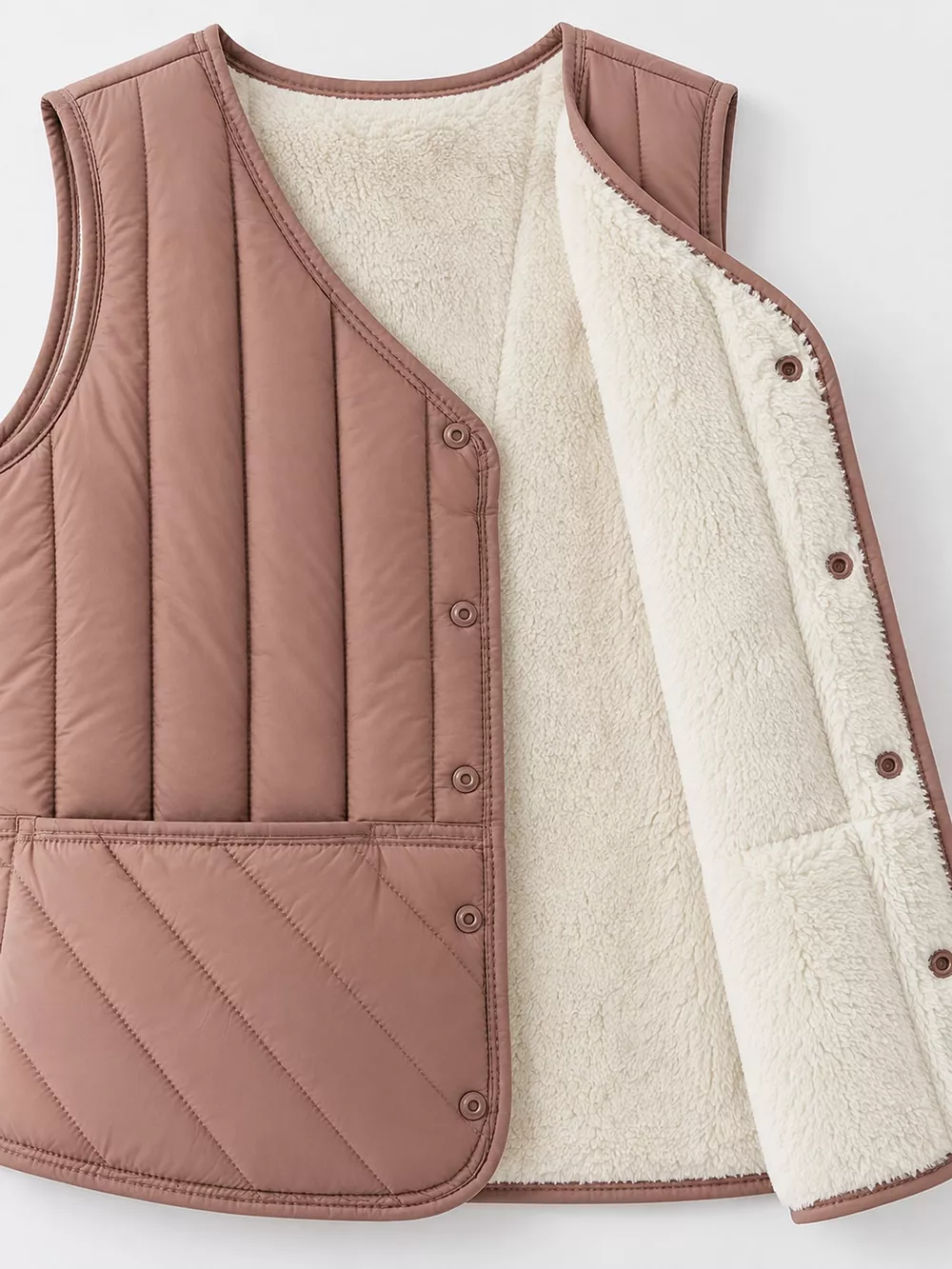 Full Size Quilted Button Up Vest Coat Plus Size, image 11