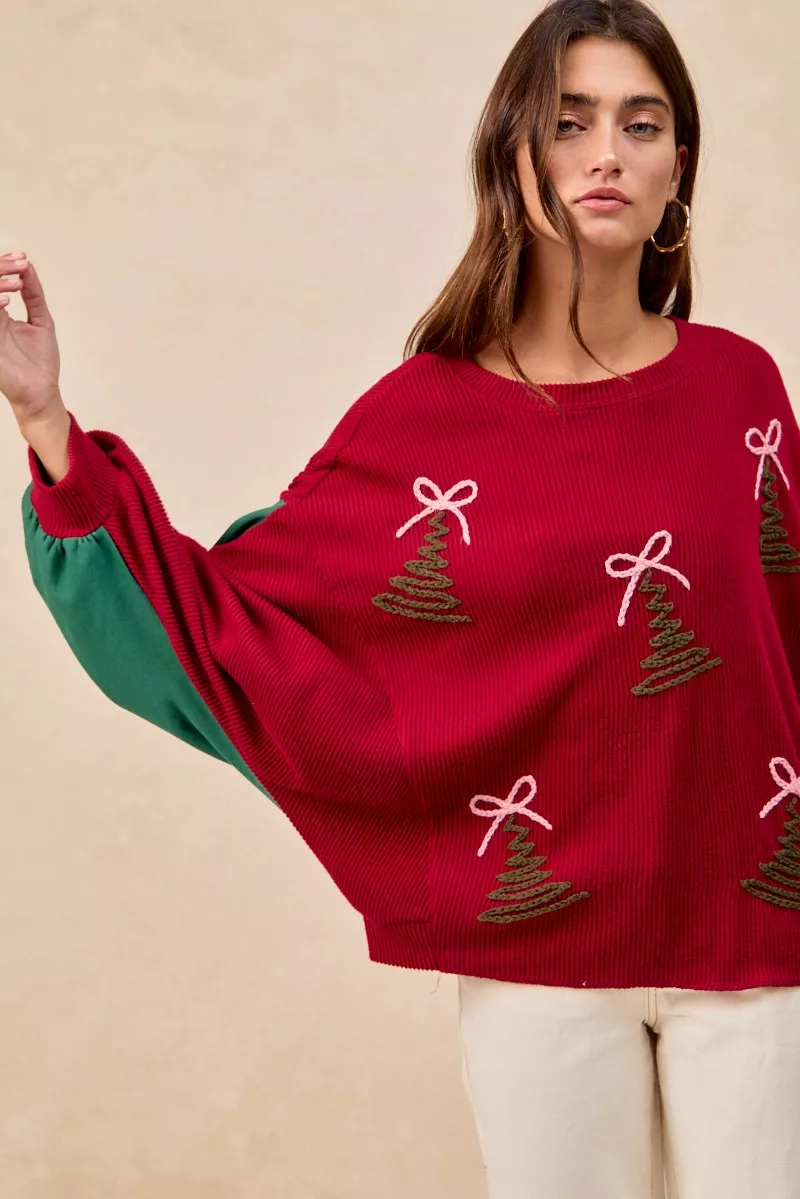 Christmas Theme Tree Embroidered Sweater, image 6