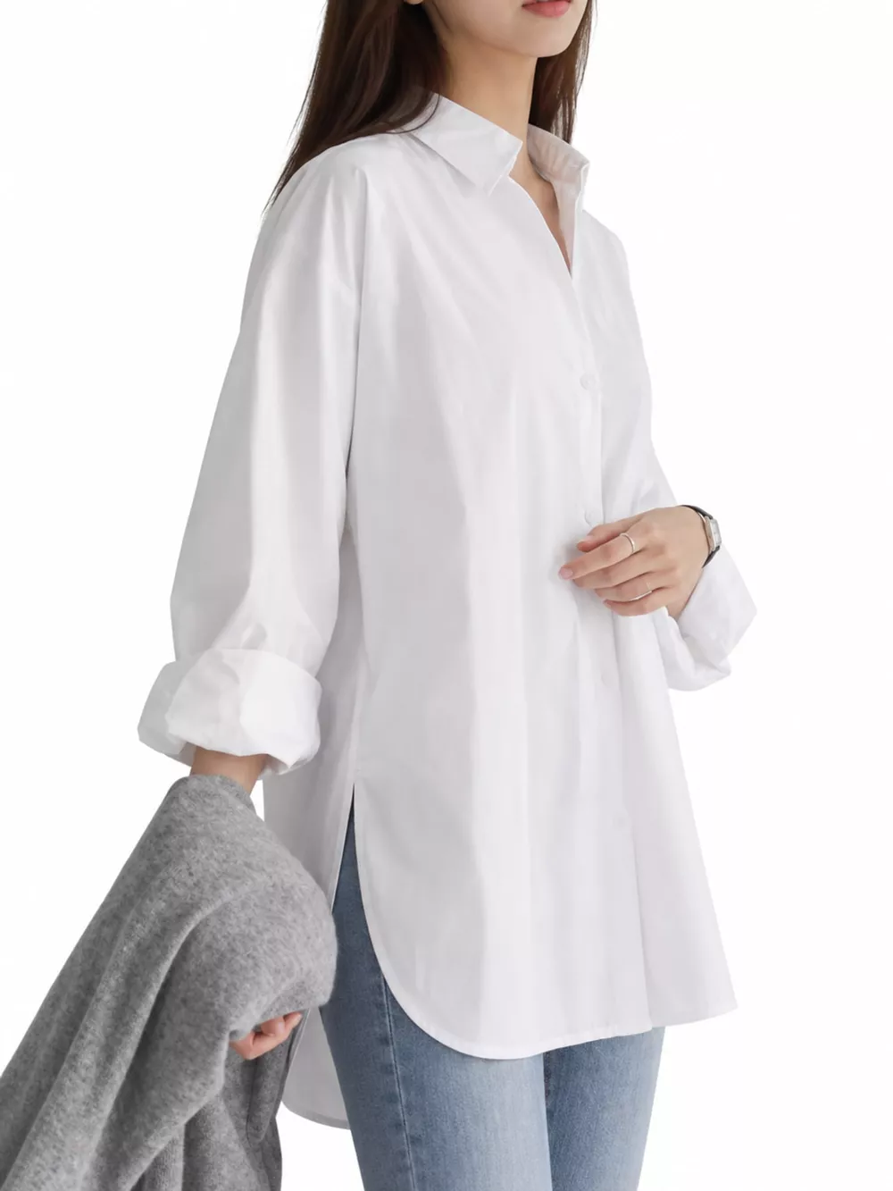 Full Size Oversized Button-Down Long Sleeve Shirt Plus Size, image 2