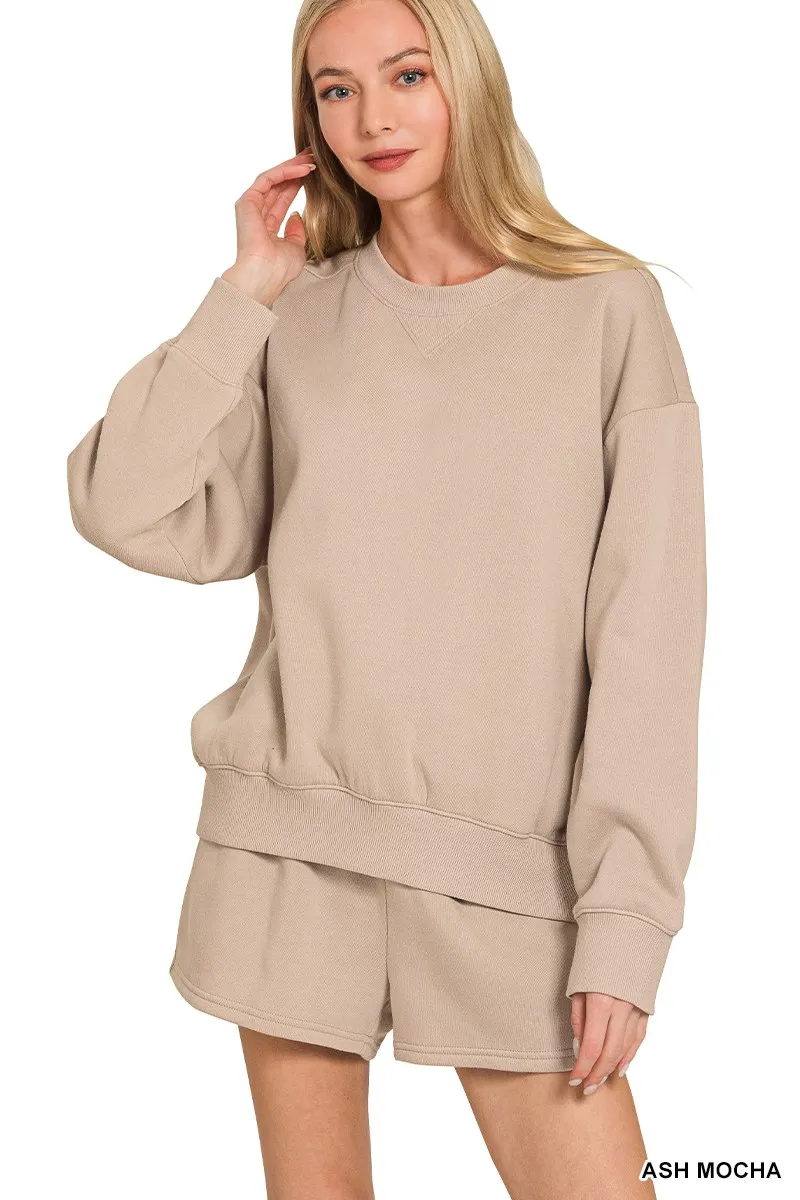Fleece Long Sleeve Sweatshirts & Shorts Set, image 2