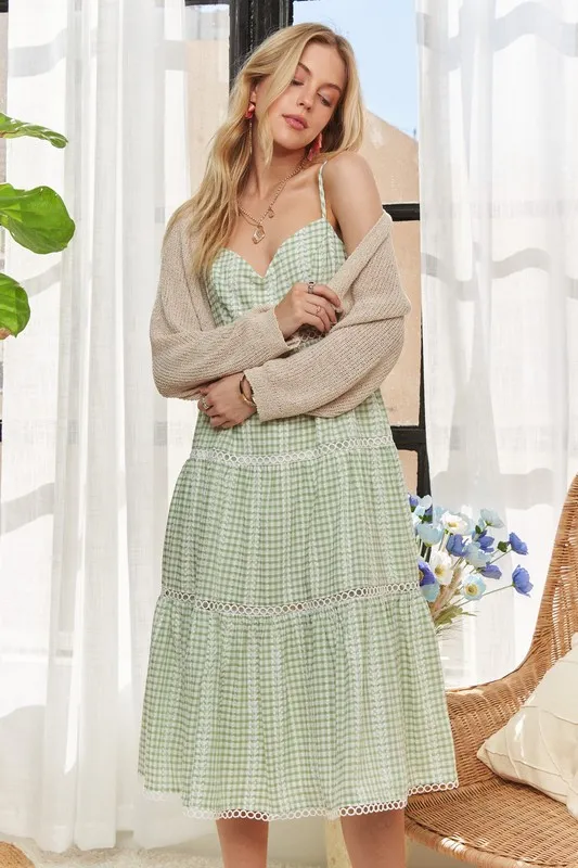 Gingham Detail Washed Dress, image 6