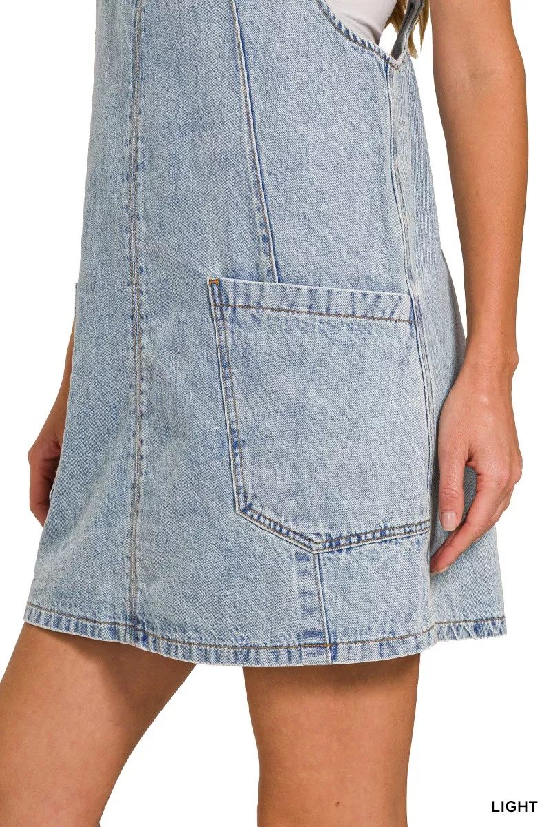 Zenana Denim Overall Dress with Front Pockets, image 10