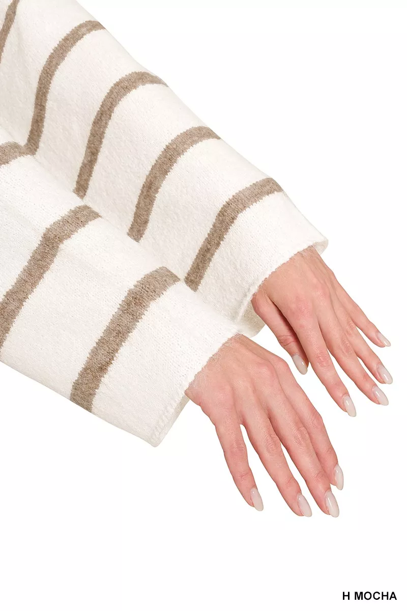 Zenana Wool Blend Striped Sweater, image 8