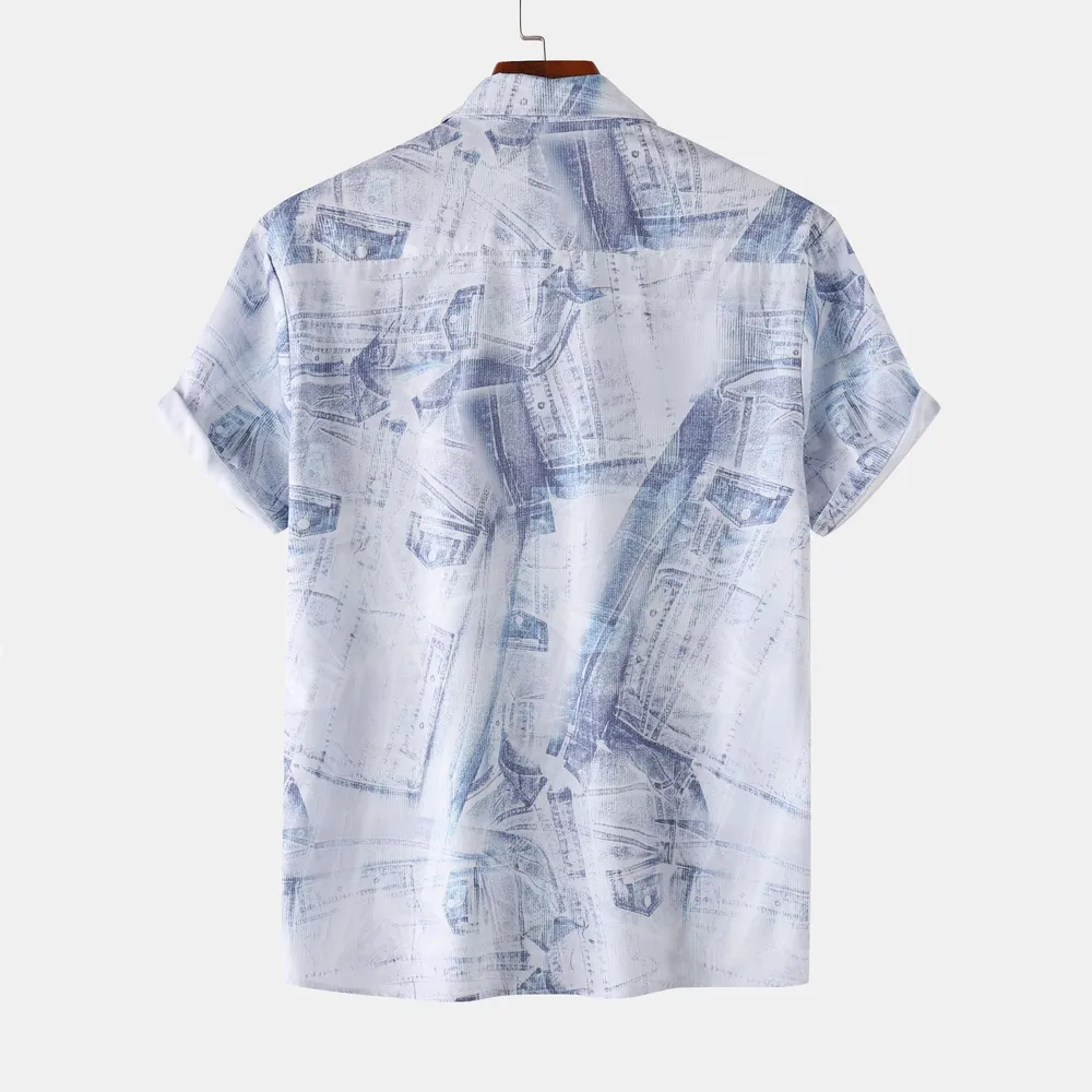 Men's Printed Button Up Short Sleeve Shirt, image 12