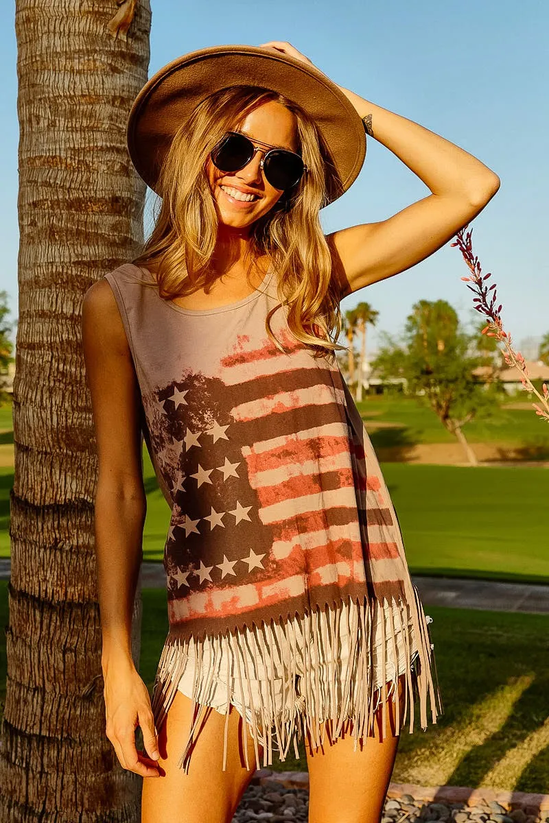 American Flag Print Knit Sleeveless Top, image 12