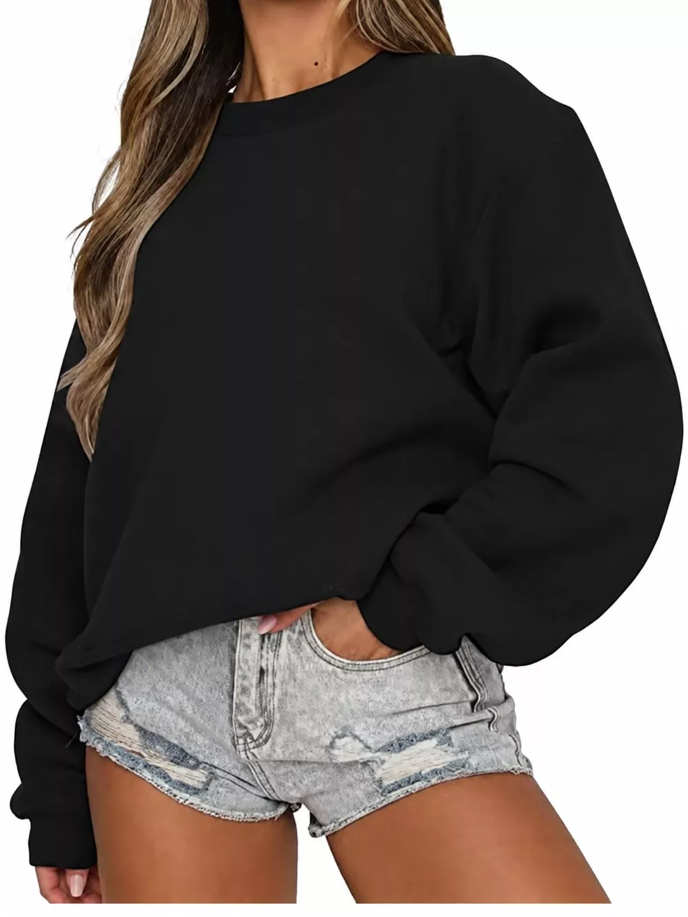 Full Size Solid Color Long Sleeve Sweatshirt Plus Size, image 21