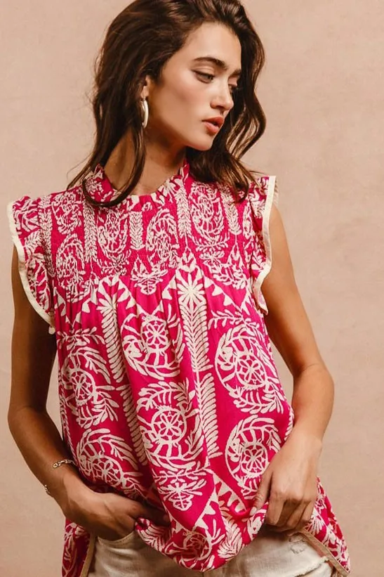 Printed Ruffle Sleeve Top, image 11