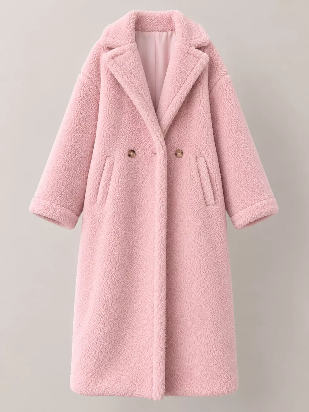 Double-Breasted Fuzzy Longline Outerwear, image 6