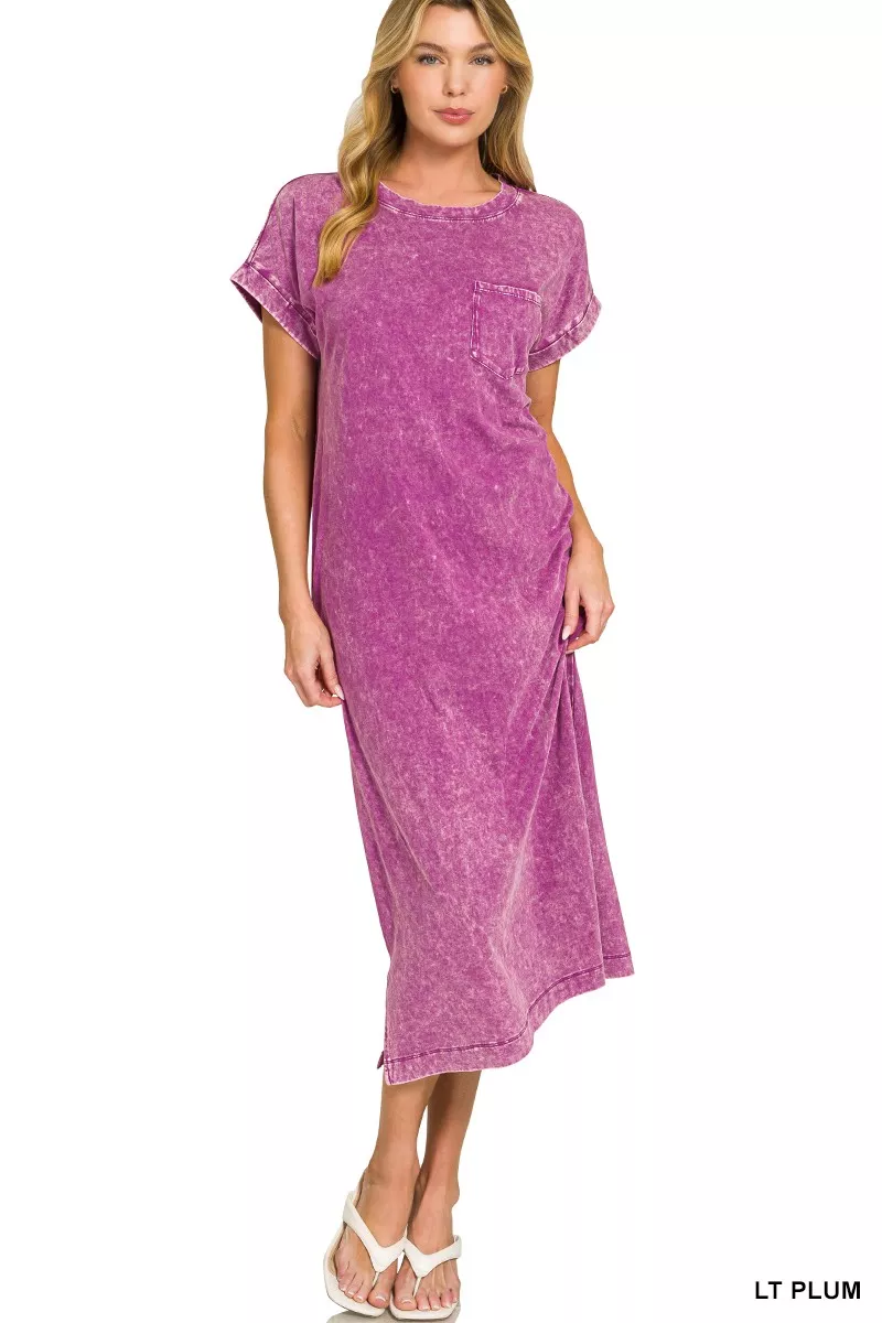 Washed Exposed Seam Short Sleeve T-Shirt Dress, image 3