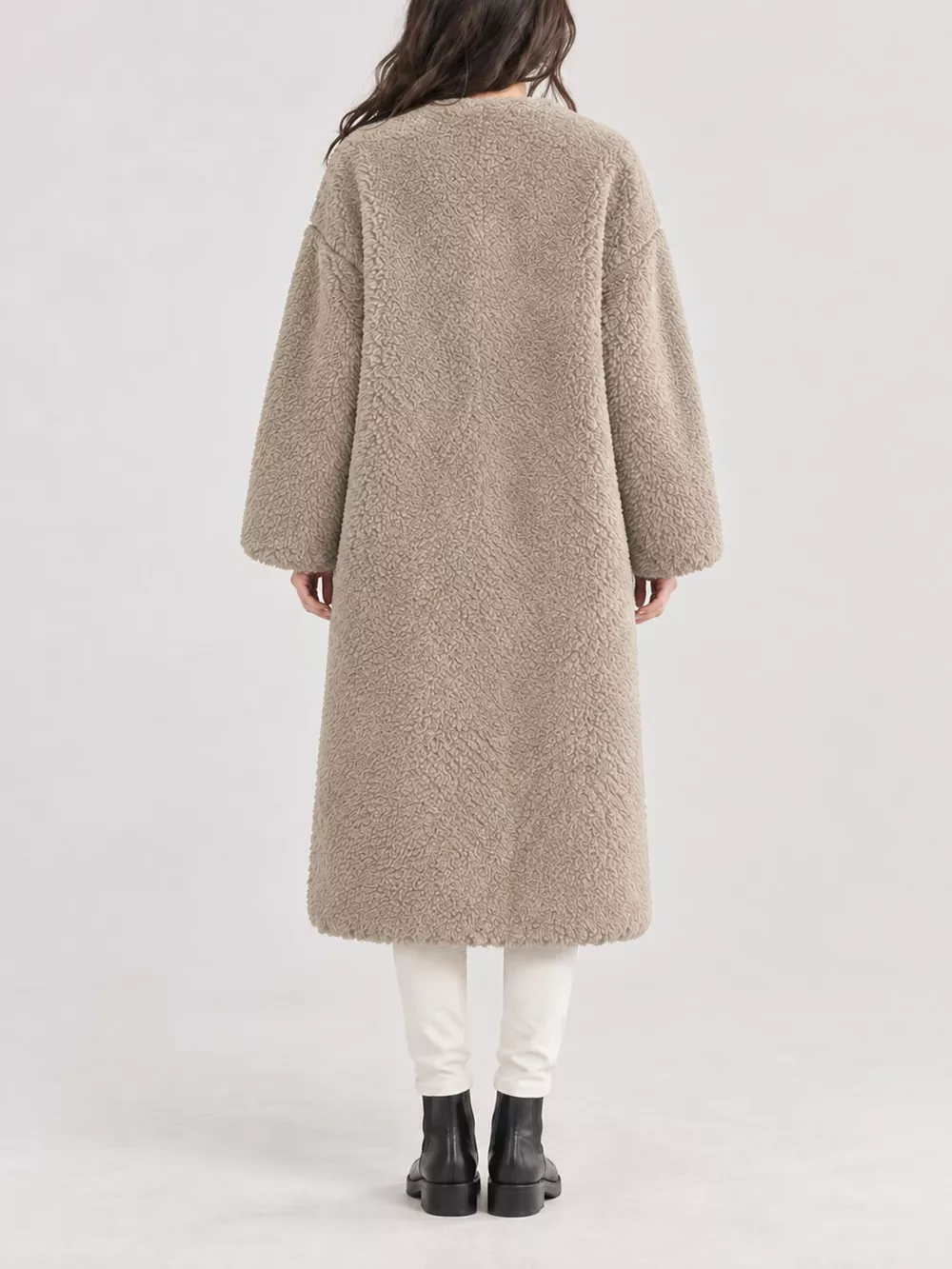 Double-Breasted Fuzzy Longline Outerwear, image 9