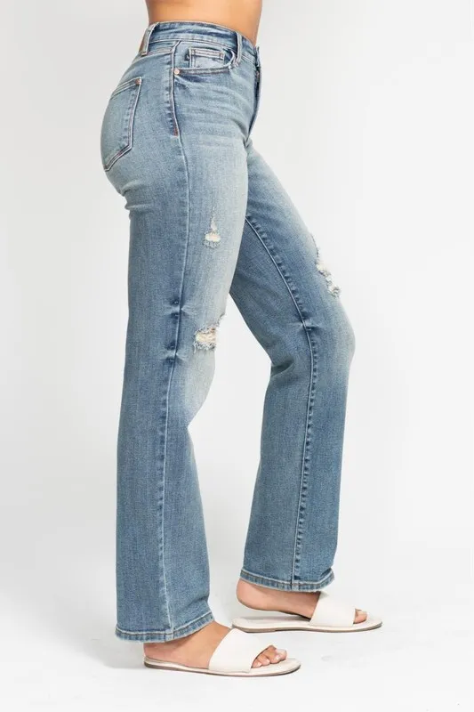 Full Size High Waist Distressed Dad Jean Plus Size, image 6