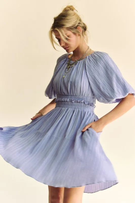 Back Button Puff Sleeve Mini Dress, image 10