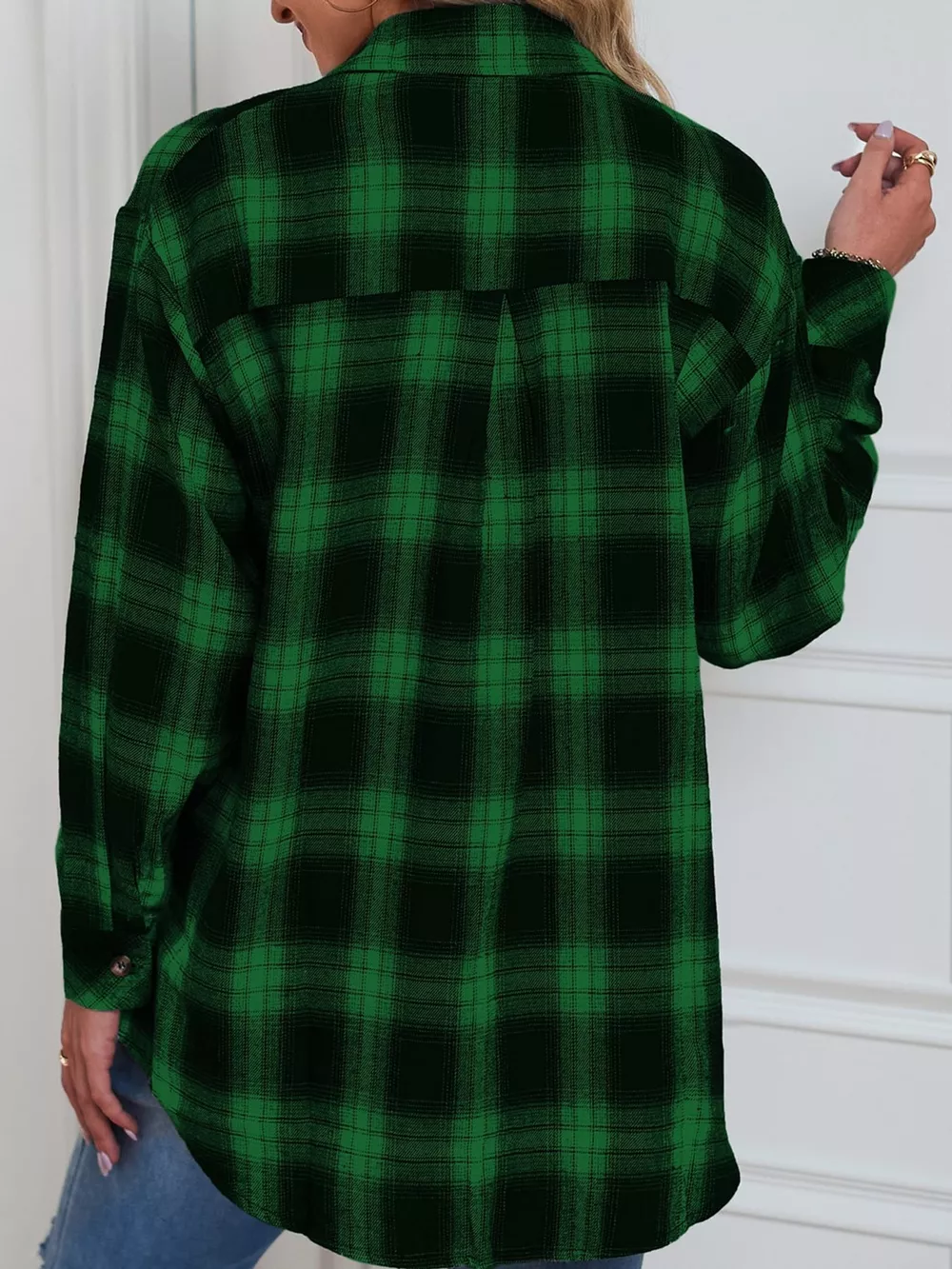 Plaid Button-Down Oversized Shirt, image 17