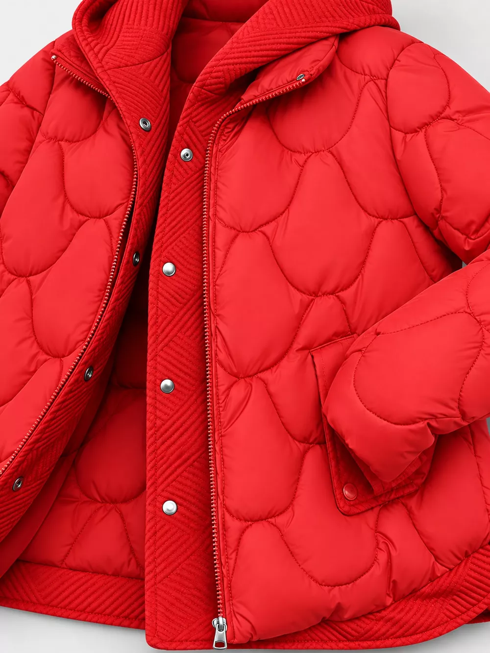 Plus Size Quilted Hooded Puffer Jacket with Snap-Button Closure, image 13
