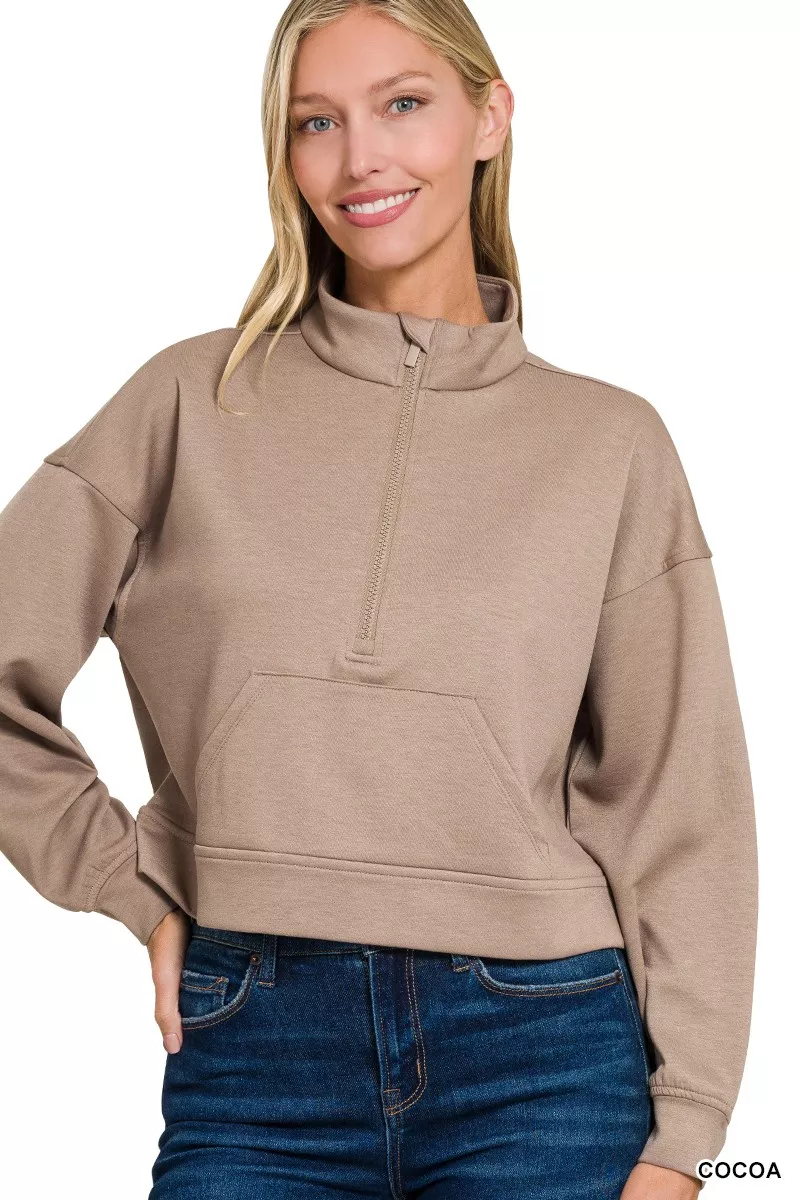 Scuba Half Zip Pullover With Kangaroo Pockets, image 2