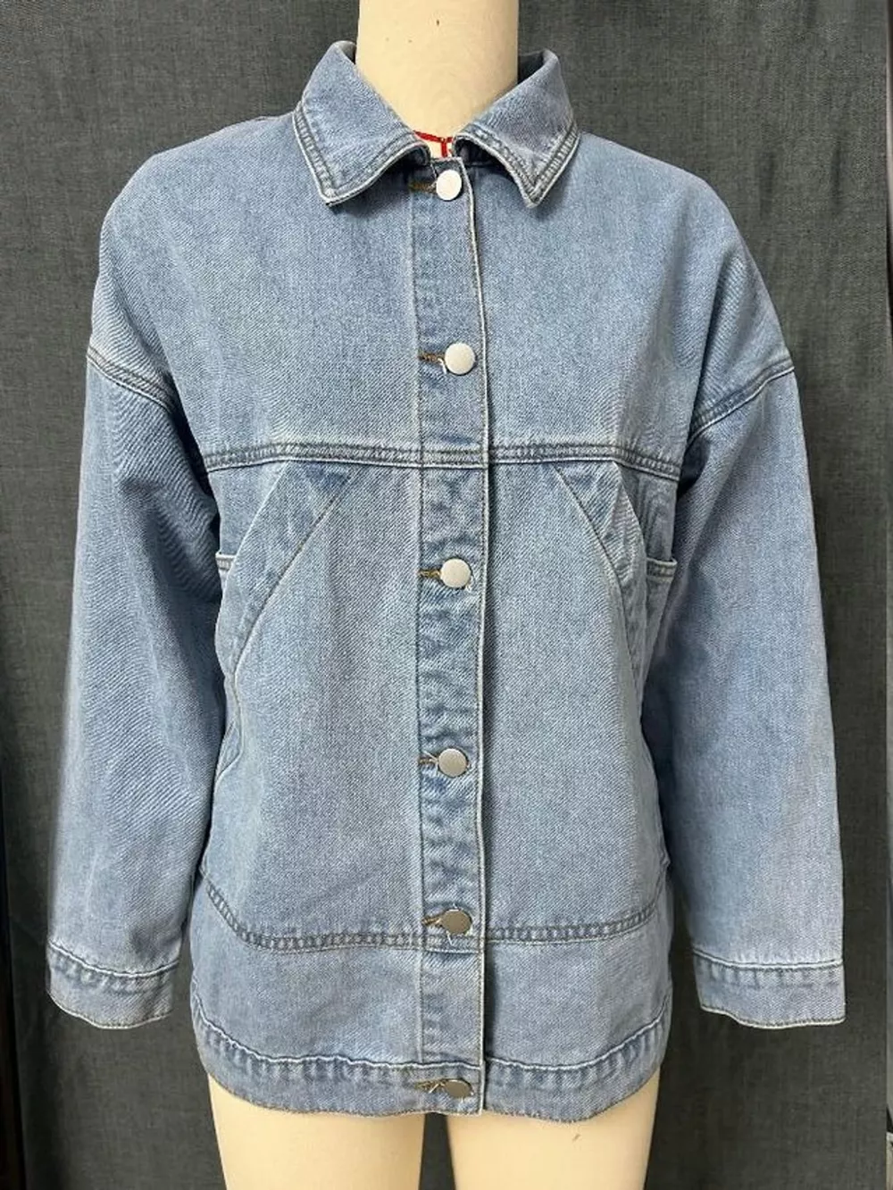 Button Up Dropped Shoulder Denim Jacket, image 6