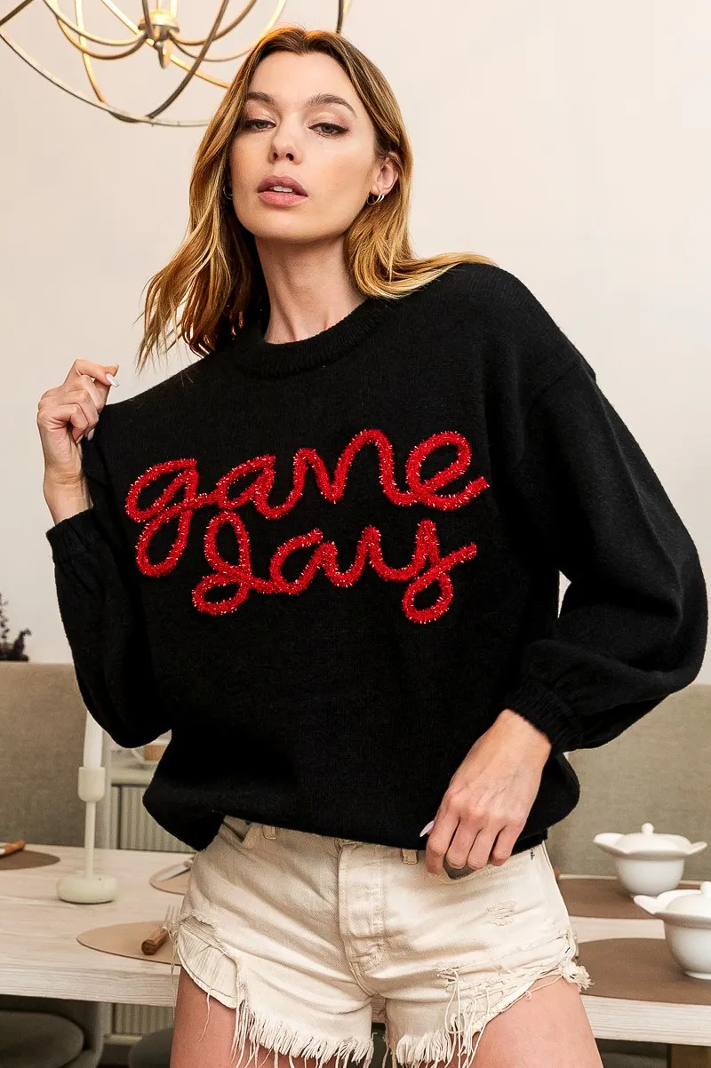 Game Day Metallic Letter Sweater, image 10