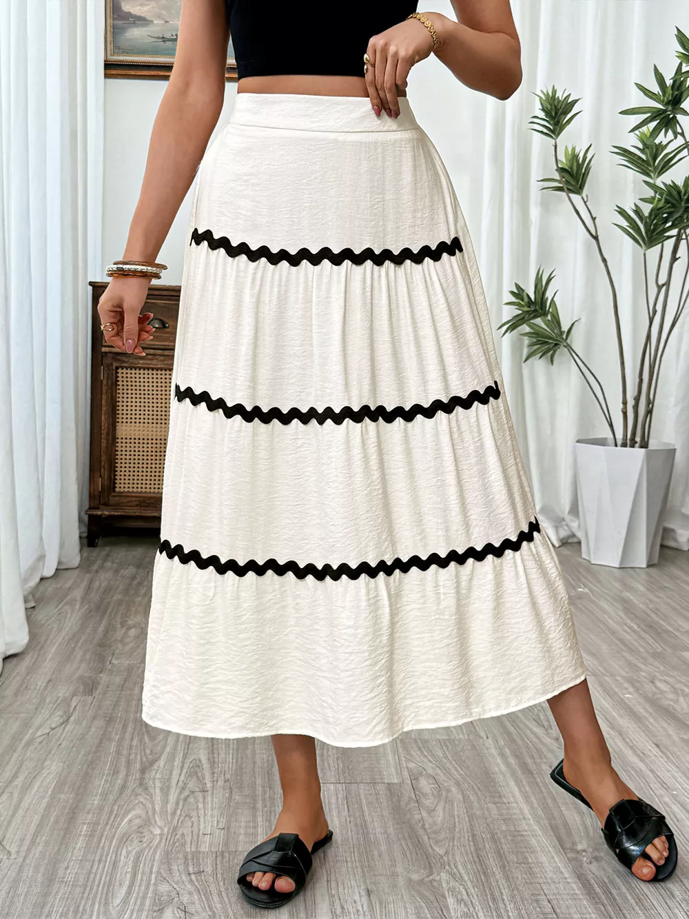 Tiered Flowy Midi Skirt, image 10
