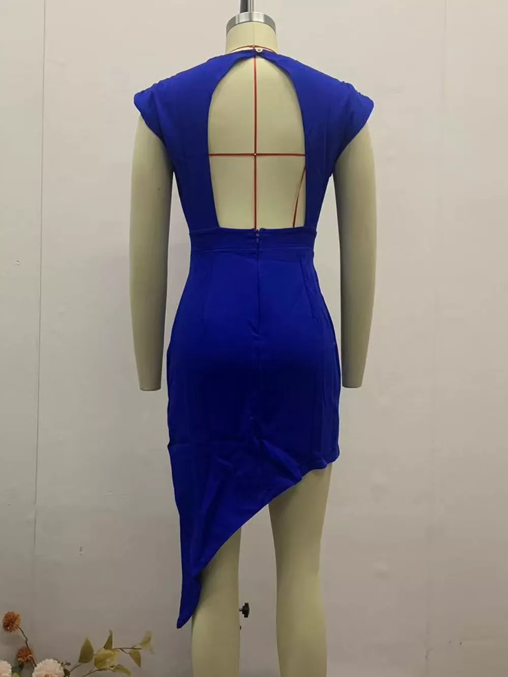 Full Size Elegant Asymmetrical Backless Pleated Dress Plus Size, image 18