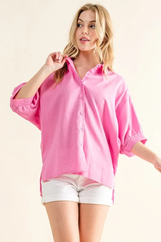 Oversized Linen Button Down Shirts Top, image 5