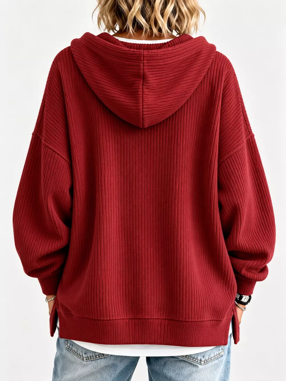 Drawstring Dropped Shoulder Hoodie, image 16