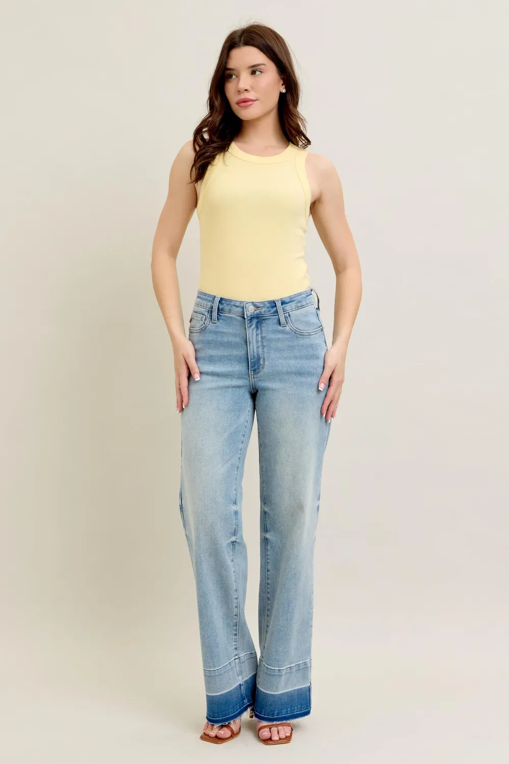 Full Size Mr Release Hem Wide Leg Jeans Plus Size, image 13