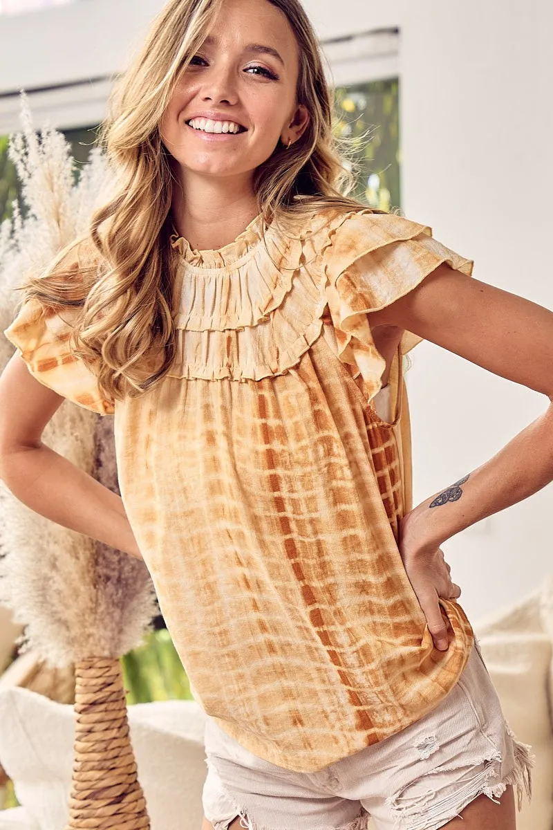 Tiered Ruffle Neck Tie Dye Top, image 4