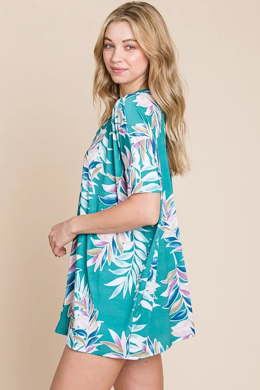 Loose Fit Vintage Floral Tunic Top, image 2