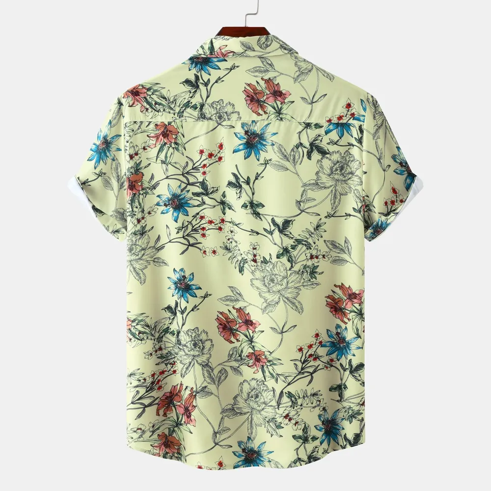 Men's Plus Size Floral Print Short Sleeve Button Down Casual Shirt, image 5