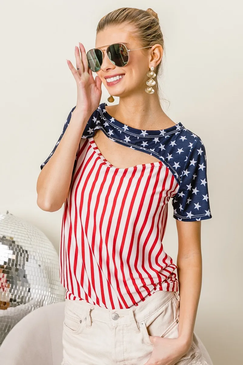 American Flag Theme Front Cut Out Top, image 9