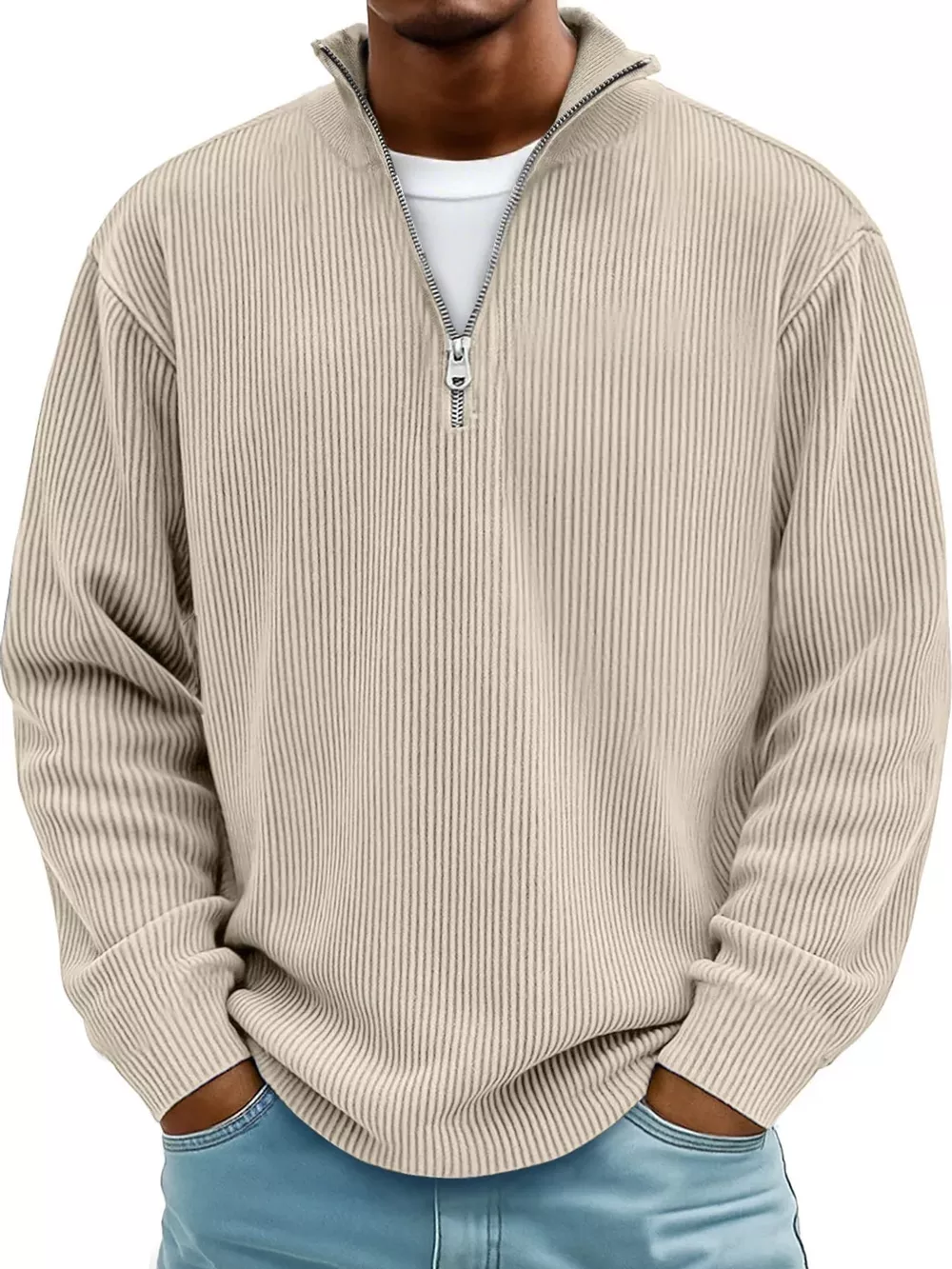 Men's Full Size Quarter-Zip Long Sleeve Sweatshirt Plus Size, image 16
