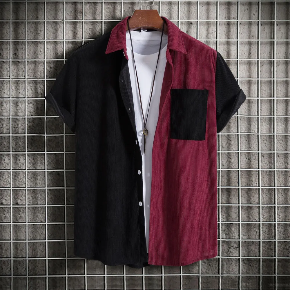 Men's Plus Size Classic Color Block Short Sleeve Shirt, image 6