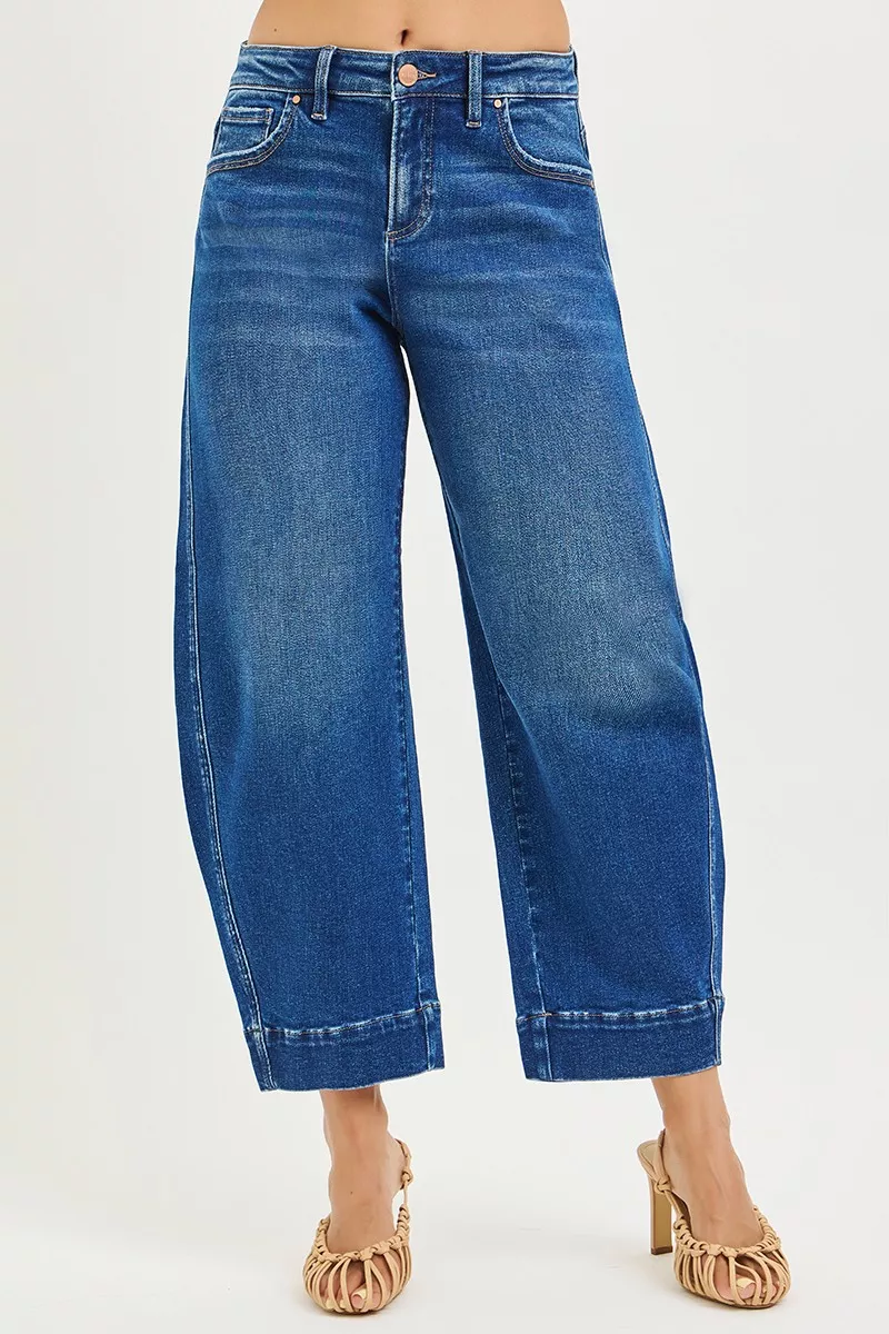 Mid Rise Crop Barrel Jeans