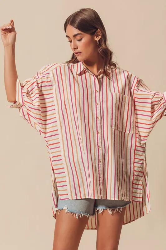 Multicolored Stripe Button Down Shirt, image 16