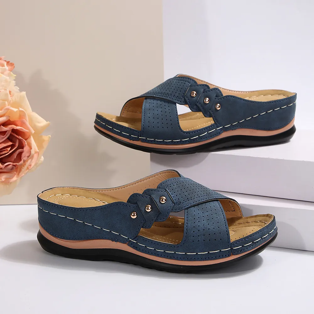 Crisscross Open Toe Wedge Sandals, image 5