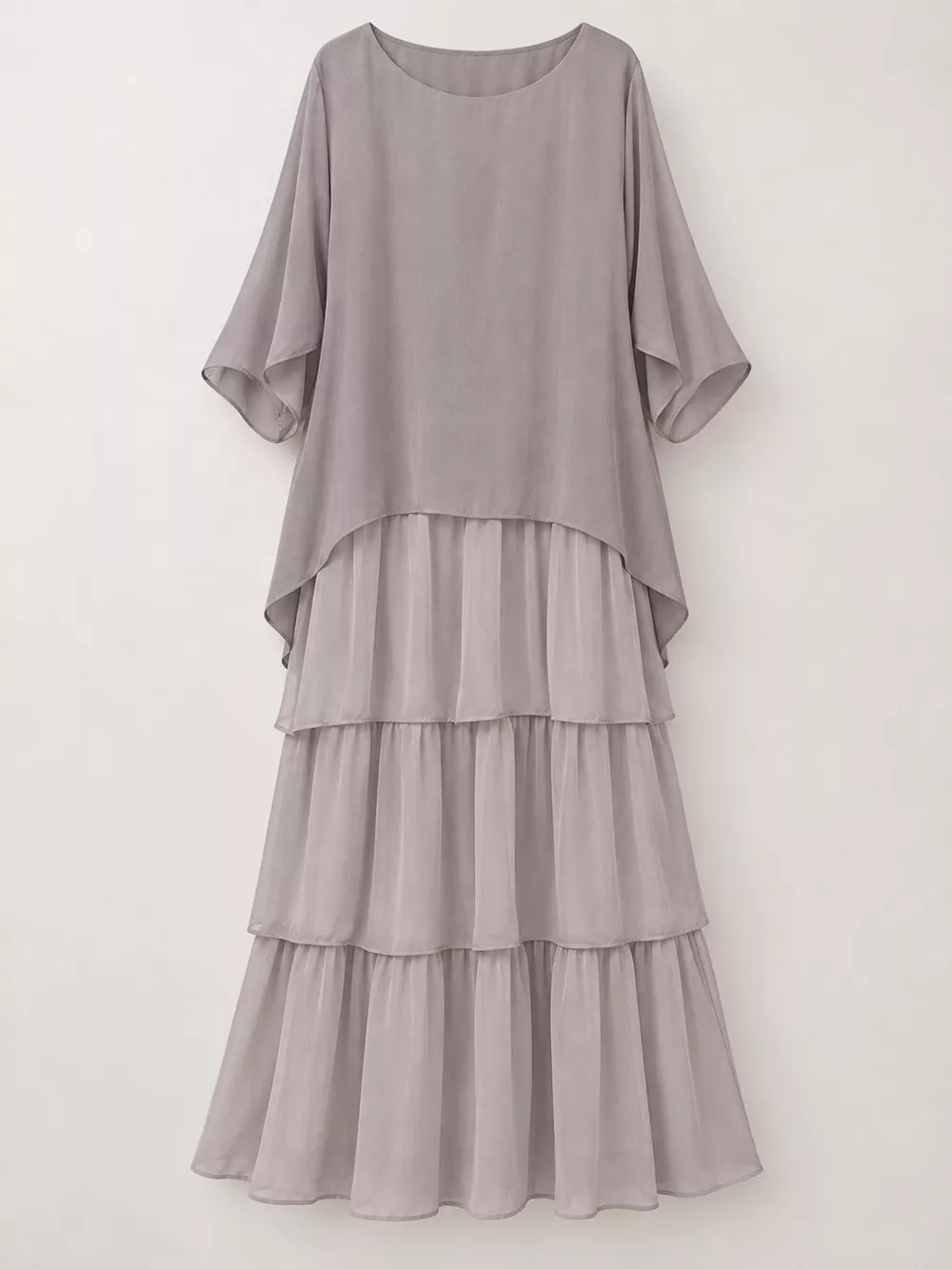 Full Size Layered Batwing Sleeve Maxi Dress Plus Size, image 3