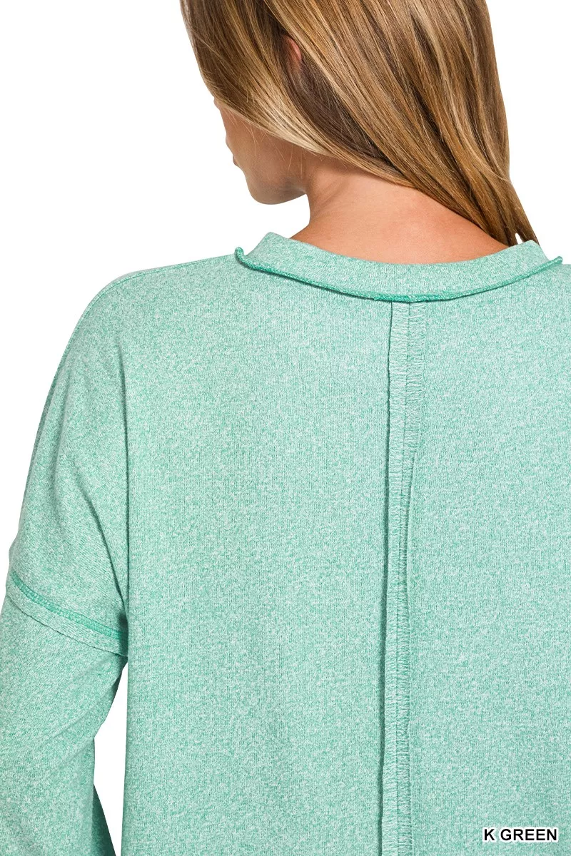 Soft Melange Hacci Round-Neck Long Sleeve T-Shirt, image 5
