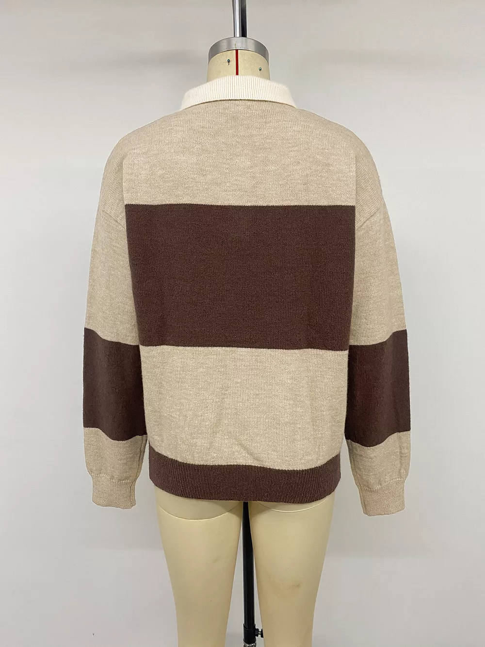 Color Block Polo Collar Sweater, image 8
