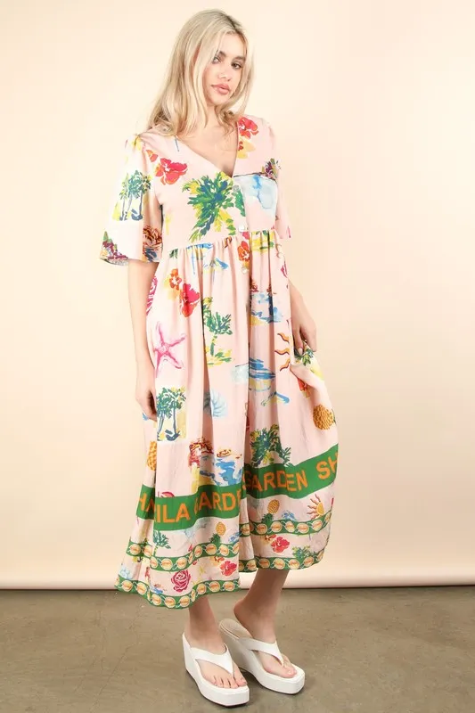 Button Down Printed Midi Dress, image 3