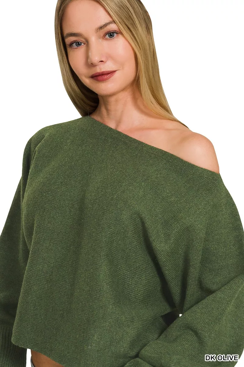 Zenana Boat Neck Balloon Sleeve Sweater, image 8