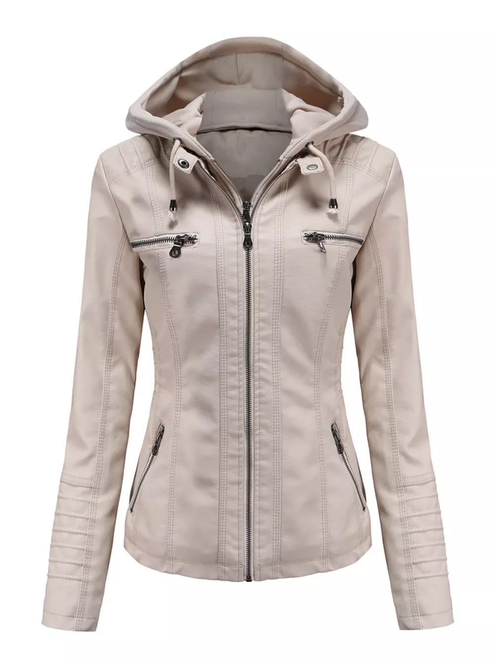 Full Size Detachable Hooded Faux Leather Moto Jacket Plus Size, image 27