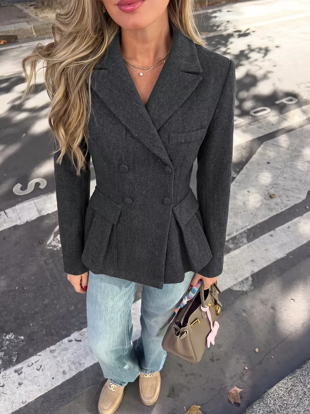 Double-Breasted Peplum Blazer, image 4