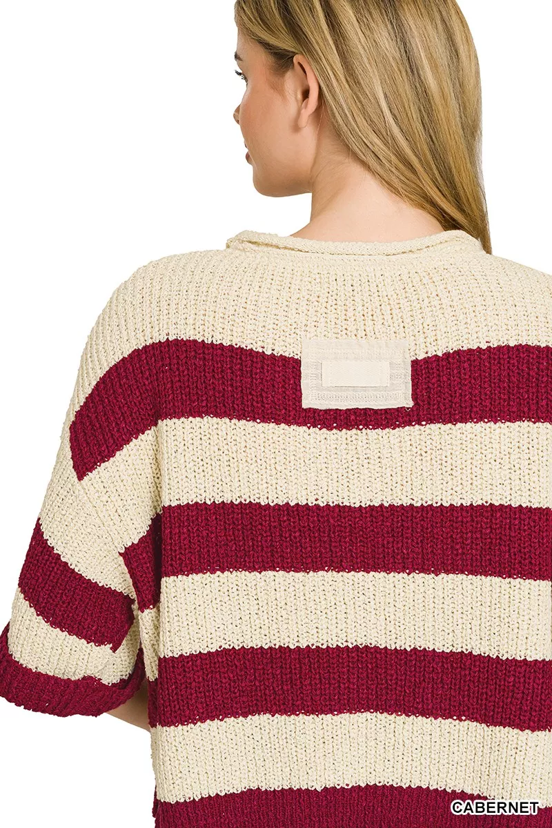 Split Neck Stripe Sweater, image 3