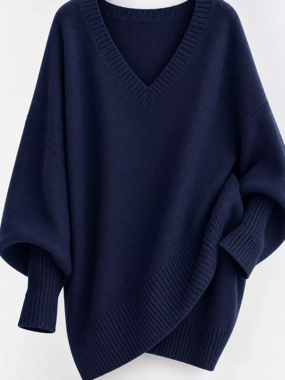 Full Size V-Neck Oversized Batwing Sleeve Sweater Plus Size, image 20