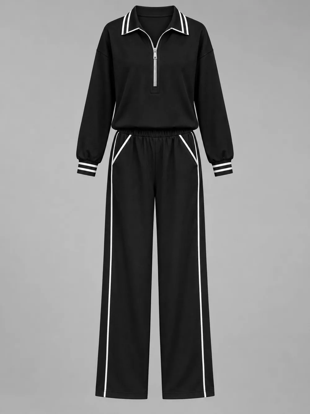 Striped Half Zip Top and Pants Set, image 9