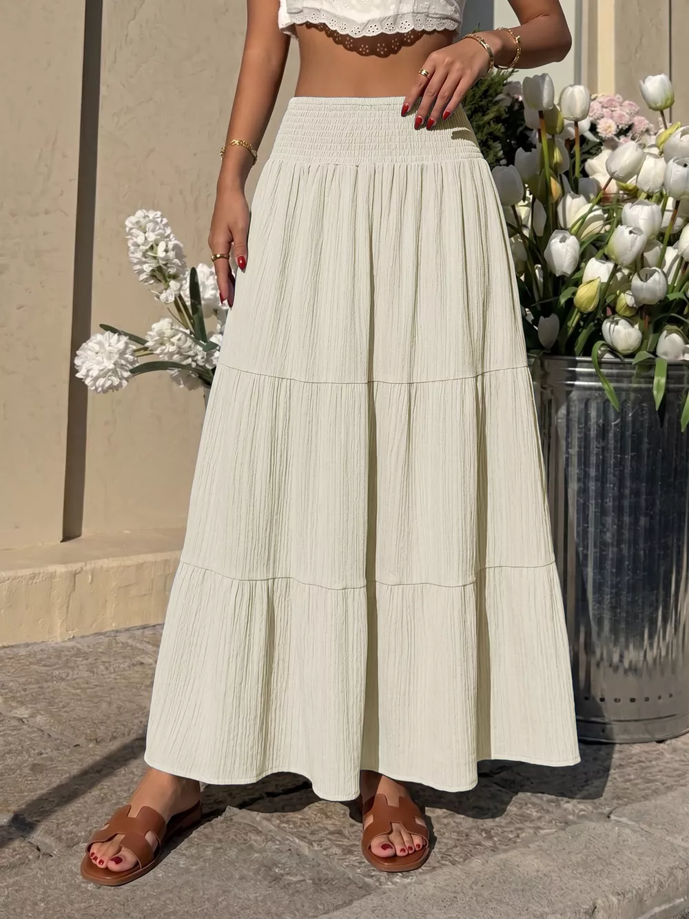 Tiered Flowy Maxi Skirt