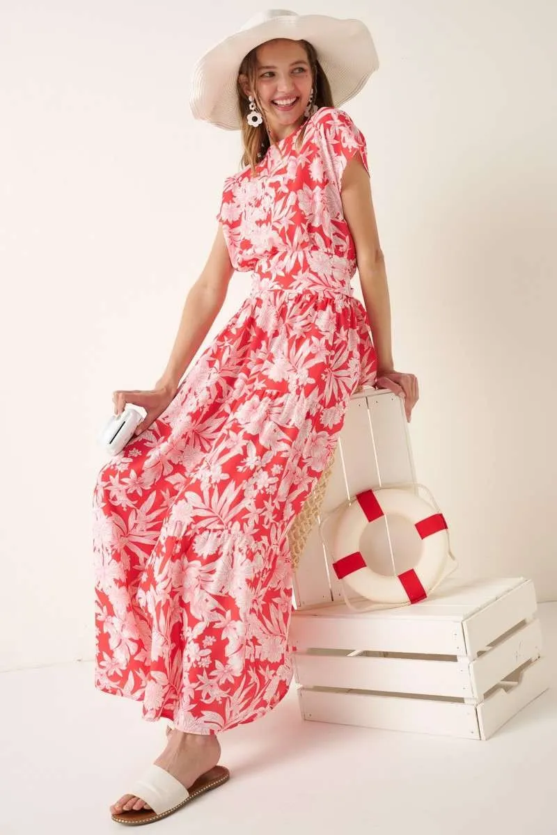 Tropical Print Top and Skirt Set